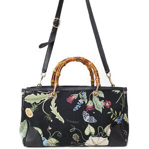 GUCCI Bamboo Shopper Tote Chris Knight Floral Flower 2Way bag